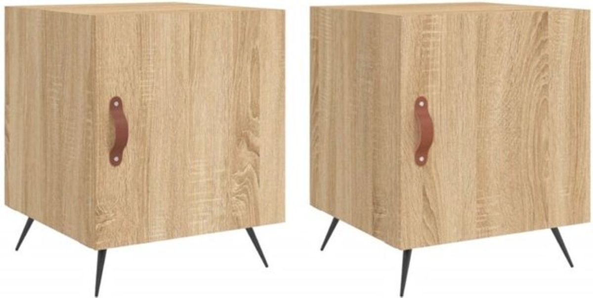 Vidaxl Set aus 2 Nachttischen in Sonoma-Eiche Natur, modern, Holzwerkstoff und Metall, B/T/H: 40 x 40 x 50 cm - Bild 1
