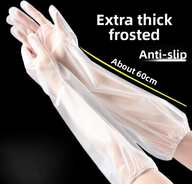 10 Paar QHSPE Einweg-Handschuhe aus PE-TPE, transparente wasserdichte Haushaltshandschuhe mit elastischer Manschette für Küche und Wäsche - Bild 1