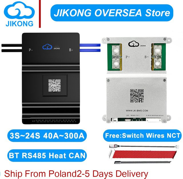 JIKONG Smart BMS JKBMS B2A8S20P-V19 mit 1A Aktiver Balancierung für LiFePO4 Li-Ion LTO Batterien (4S-8S, 12V/24V, 100A/200A) mit RS485 und CAN Schnittstellen - Bild 1