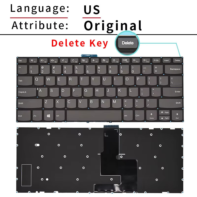 Original Tastatur für Lenovo 320-14, 320s-14, V14-IIL, S340-14api, 120s-14iap, K43C-80, V130-14, 520-14, 330s-14, 330-14, E43-80 in Schwarz - Bild 2