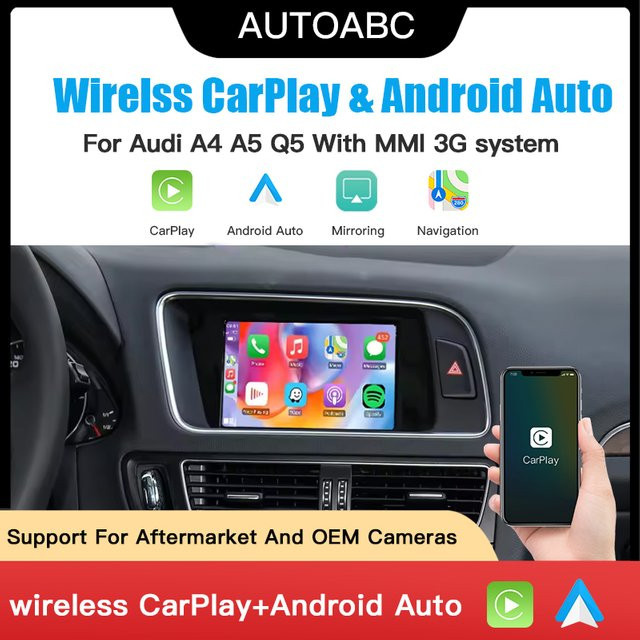 AUTOABC Wireless CarPlay und Android Auto Interface Adapter für Audi A4 B8, A5 und Q5 (2009–2015) mit AirPlay Mirror Link und Kamera-Unterstützung - Bild 1