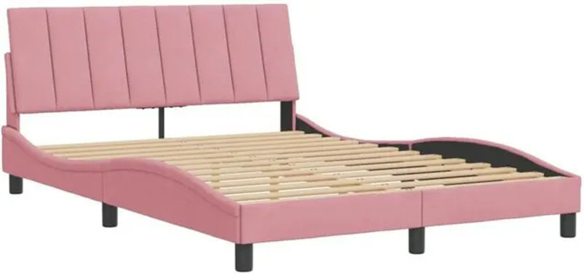 Modernes Polsterbett Hanko von Vidaxl in Rosa mit Samtbezug, B/T: 120 x 200 cm - Bild 1