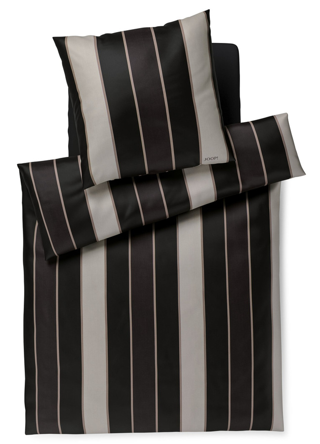JOOP! Stripes Bettwäsche aus Mako-Satin in Schwarz mit Streifenmuster, B/H: 240 x 220 cm und 40 x 80 cm - Bild 1