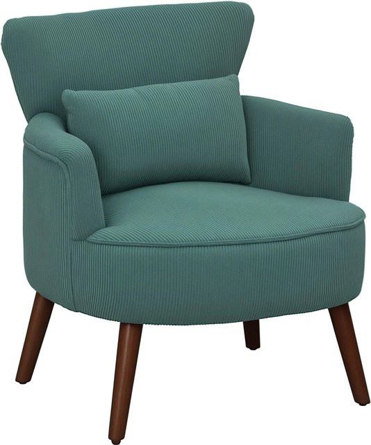 HOMCOM Ohrensessel aus Cord und Polyester in Dunkelgrün mit Schaumstofffüllung und Holzrahmen, B/T/H: 69,5 x 69 x 78 cm - Bild 1
