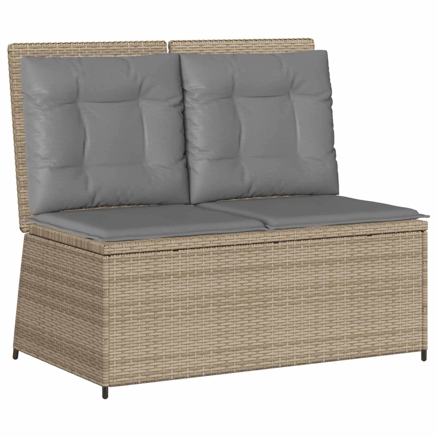 Furnicato Gartenbank aus Poly-Rattan und Stahl in Beige für Garten und Terrasse, B/T/H: 220 x 67 x 110 cm - Bild 1