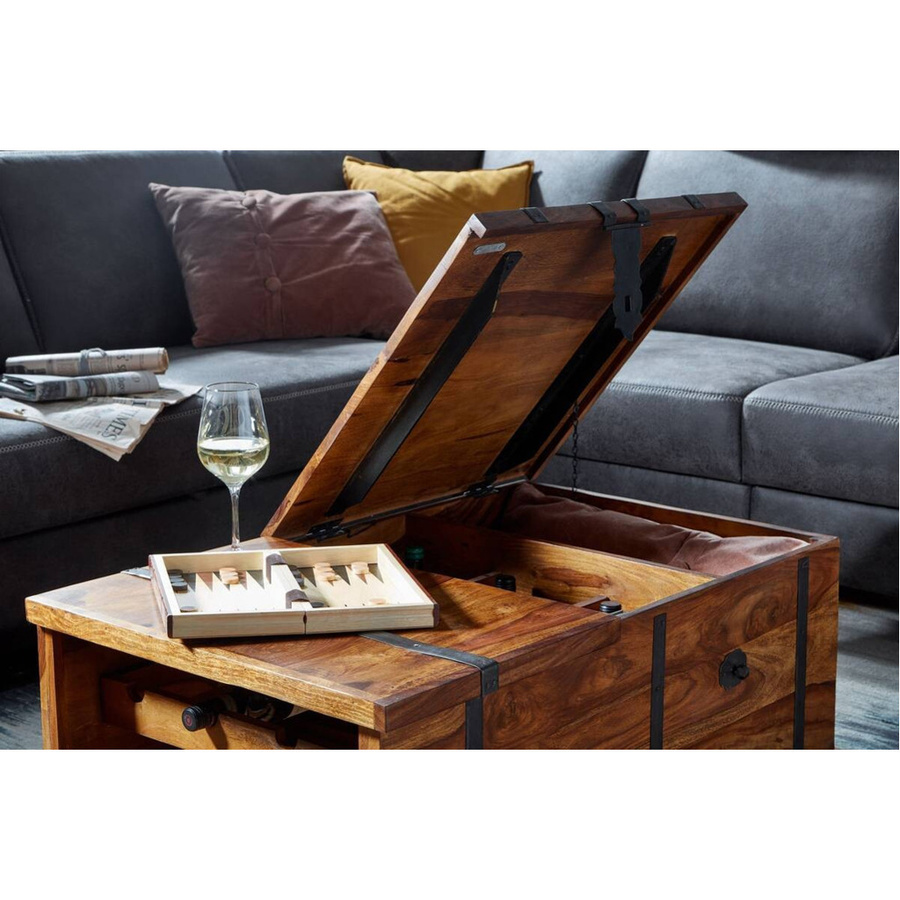 Wohnling Couchtisch aus Sheesham Massivholz in Braun, Modern, B/T/H: 100 x 60 x 40 cm - Bild 3