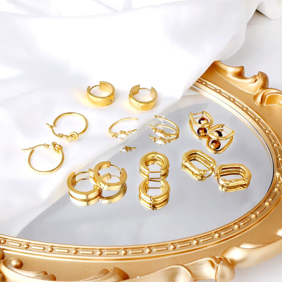 LUXUSTEEL Creolen Edelstahl, goldfarben, Unisex - Bild 1