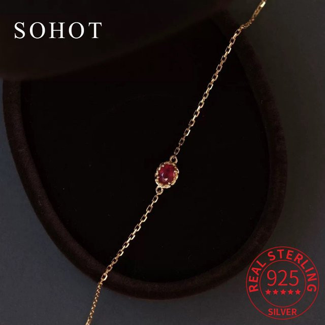 SoHot Charm-Armband 925 Silber, roter Zirkonia, Damen - Bild 1