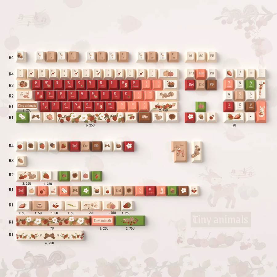 Venit Keys Rehkitz Tastenkappen Set in Rot mit Kirschprofil aus PBT für mechanische MX-Tastaturen - Bild 5