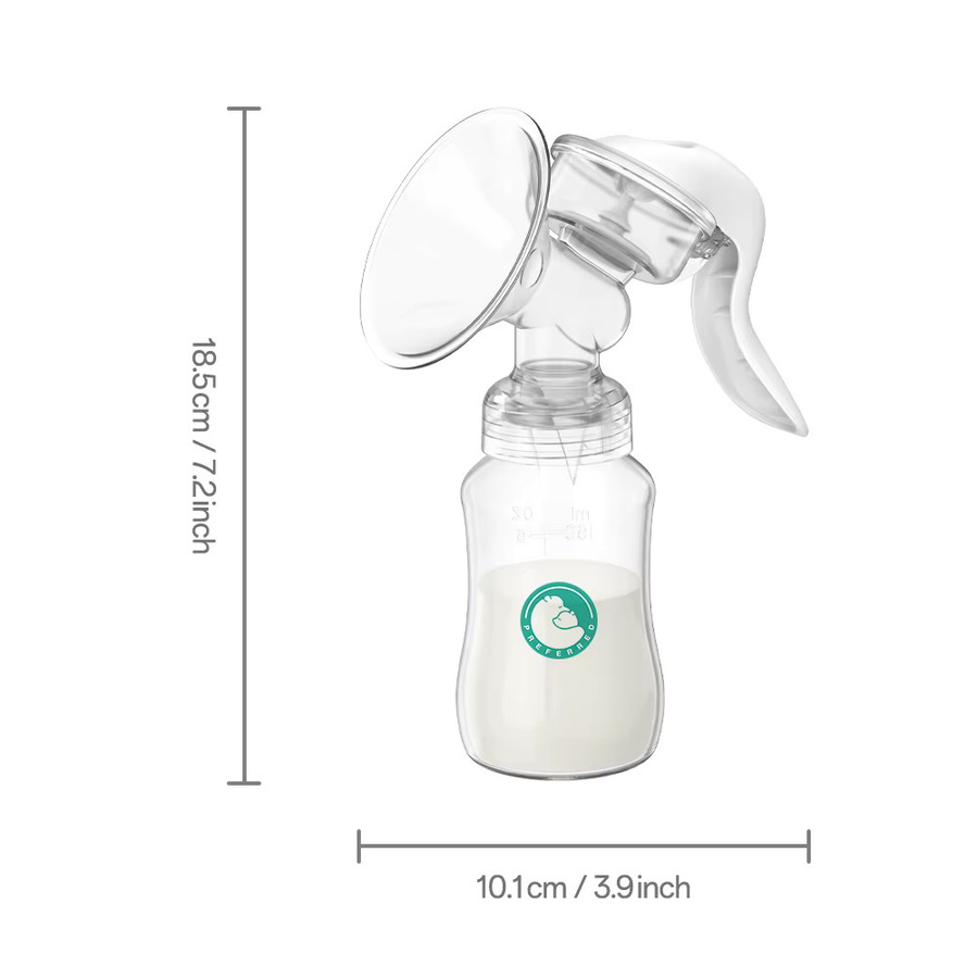 Manuelle Milchpumpe MB7 aus lebensmittelechtem Silikon, BPA-frei, tragbarer Milchabpumper in Weiß und Transparent mit weichem Kissen - Bild 1