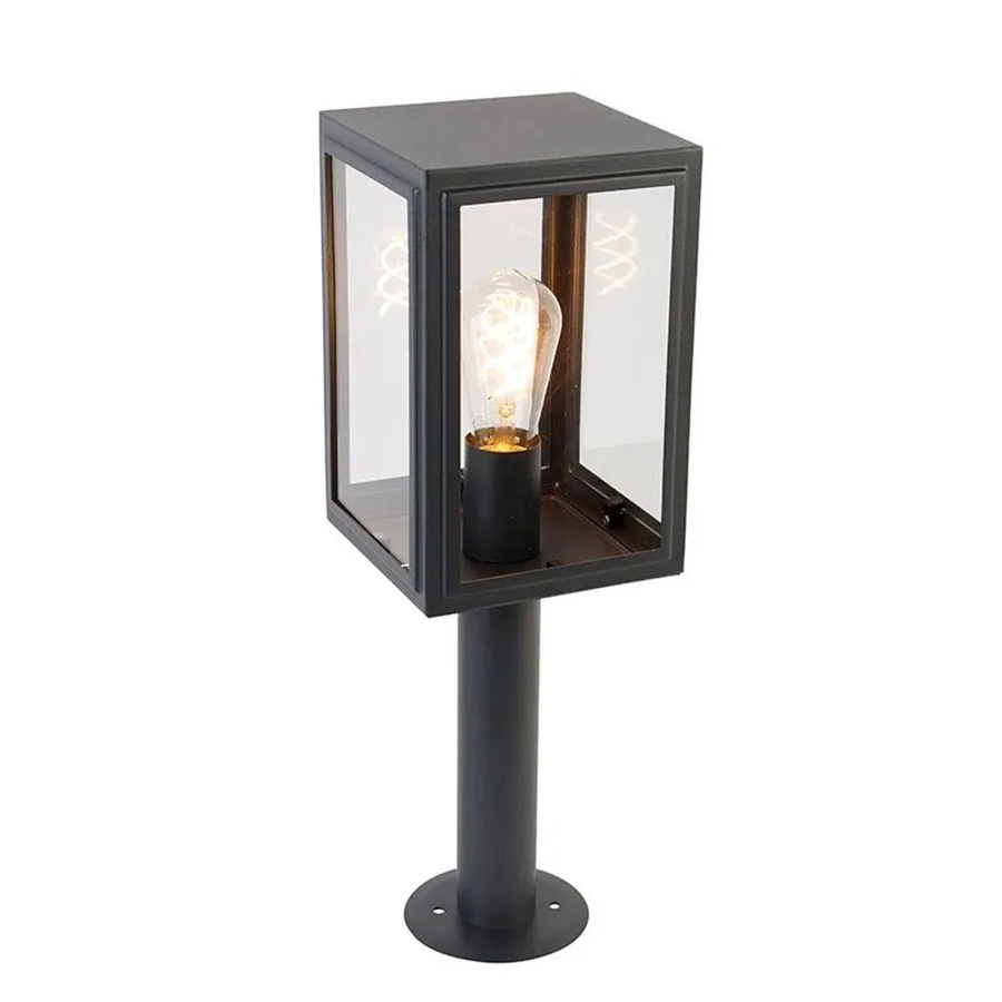 QAZQA SutTon Außenlampenmast Grau aus Edelstahl und Glas mit E27 Fassung, IP44 wetterfest für den Garten, Höhe: 50 cm - Bild 2