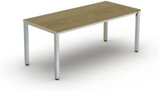 Schreibtisch Bexxstar in Eiche und Chromsilber mit 4-Fuß Quadratrohr, B: 180 cm, H: 74 cm - Bild 1