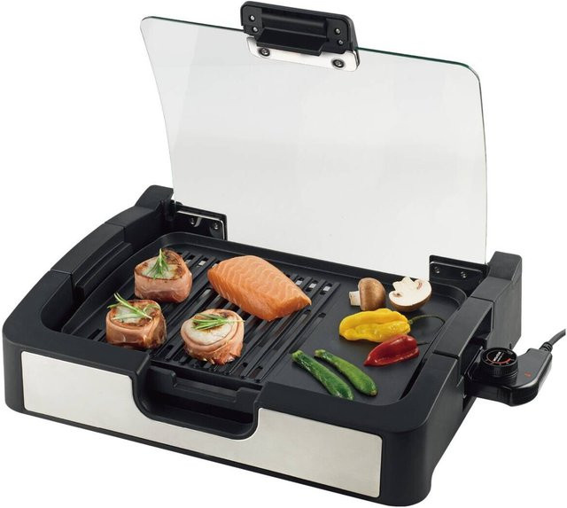 POCOline Elektrogrill in Schwarz aus Glas, Metall und Kunststoff, B/H/L: 34,5 x 9,5 x 50 cm - Bild 1