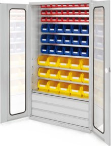 Kappes Grossraumschrank Mod. 20 mit Sichtfenstertüren in Grau, B: 113 cm, T: 59 cm, H: 195 cm - Bild 1