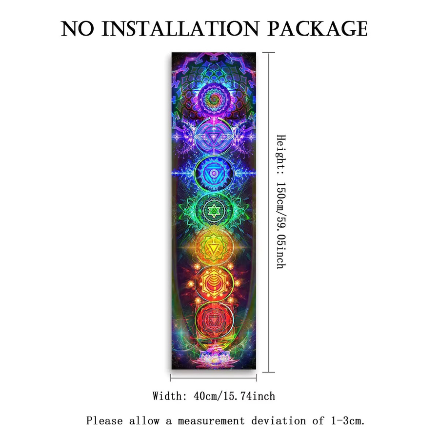 LVJIA Chakra Wandteppich mit Mandala-Design in Multicolour und Schwarz, Boho Wandbehang für Yoga und Meditation, B/H: 150 x 40 cm - Bild 2