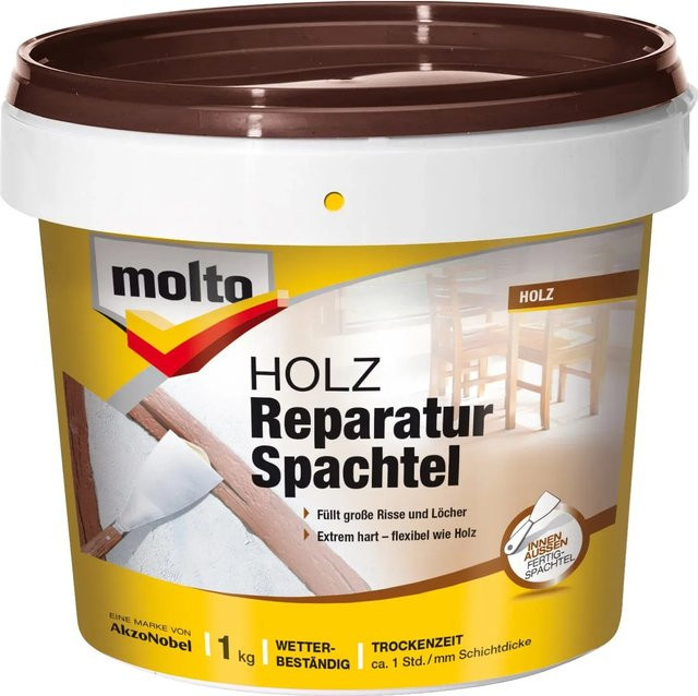 Molto Holz Reparatur-Spachtel für Innen und Außen, Farbe: Weiß, 1 kg - Bild 1