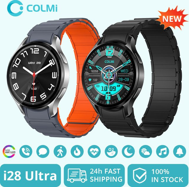 COLMI i28 Ultra AI Smartwatch mit AMOLED-Display, Bluetooth-Telefonie und integriertem AI Da-GPT für Damen und Herren in Schwarz oder Gold - Bild 1