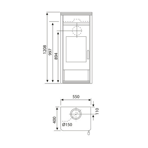WAMSLER Kaminofen Fulgor KO KF111 in Grau mit 8 kW Leistung, B/T/H: 120,3 x 55,0 x 40,0 cm - Bild 2