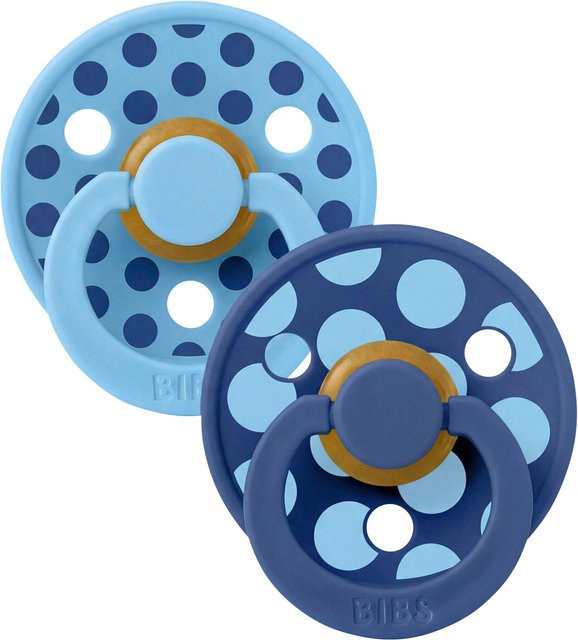 BIBS 2er-Pack Polka Dots Schnuller Cherry Blue für 0-6 Monate aus Naturkautschuk und Polypropylen, BPA-frei - Bild 1