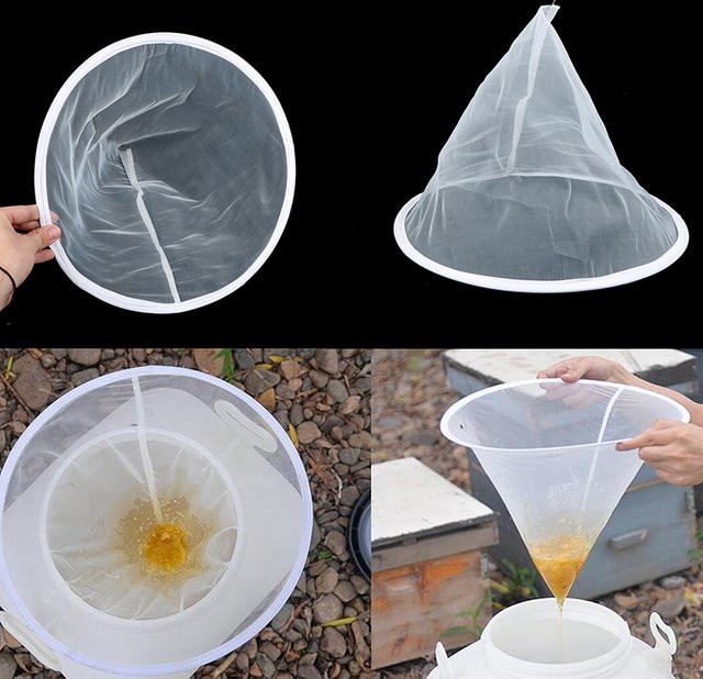 WHPHous Honigsieb Netz mit Trichter für die Imkerei, 35 cm Durchmesser, ultrafeiner Filter zur Verunreinigungskontrolle - Bild 1