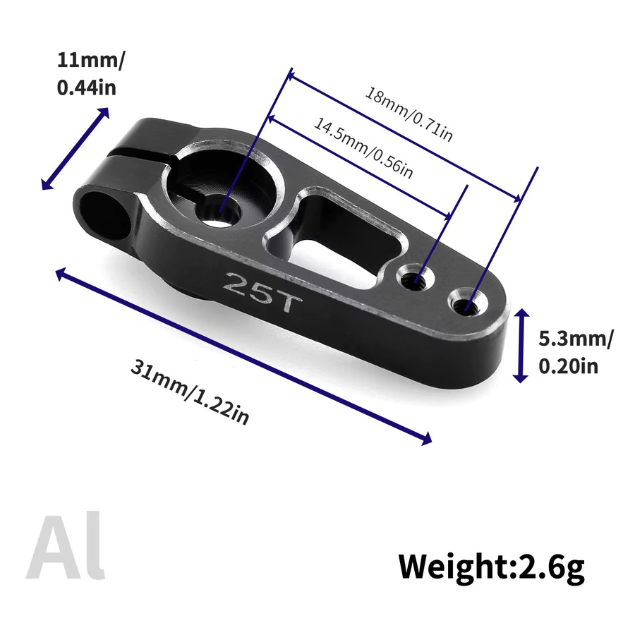Semalam Aluminium-Servoarm für RC Cars Trucks Crawlers, Metall, Schwarz - Bild 3