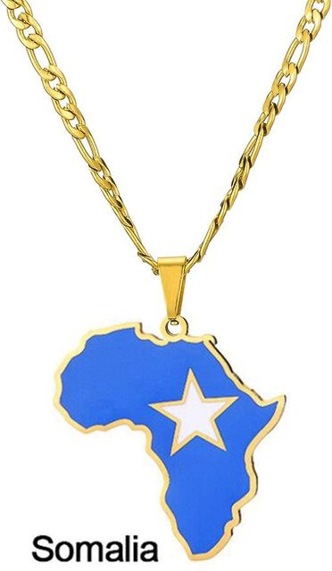 FashionFlair Halskette Edelstahl, Gold, Unisex, Afrika Karte Design - Bild 1
