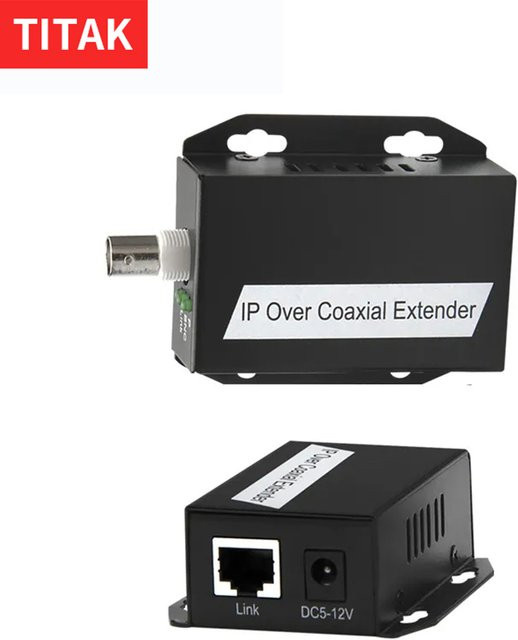 TITAK IP-Netzwerk zu Koaxial-Extender Ethernet RJ45-Konverter für CCTV-Kameras, Schwarz - Bild 1