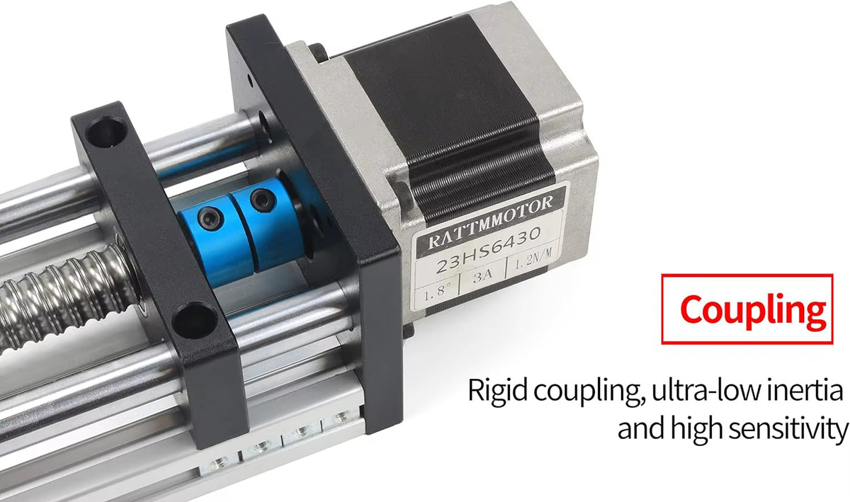 PFDE CNC-Doppelspindel-Linearschlitten mit 1605 Kugelumlaufspindel und Nema 23 Schrittmotor, Farbe: Silber, Hub: 200 mm - Bild 4
