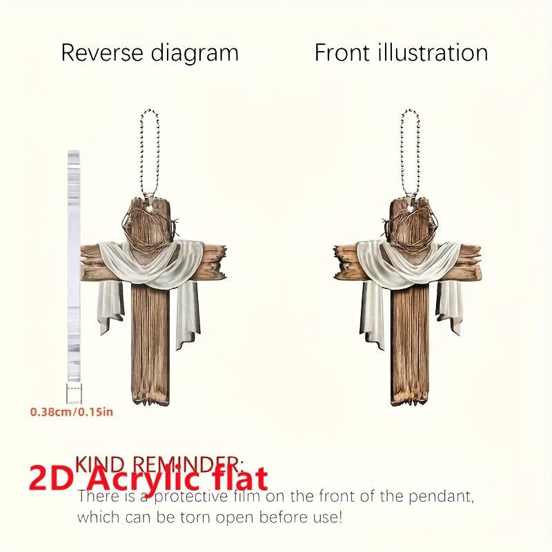 Yuyongzhi Kreuz-Hängeornament aus Acryl in Weiß für Auto, Haus und Garten - Bild 2