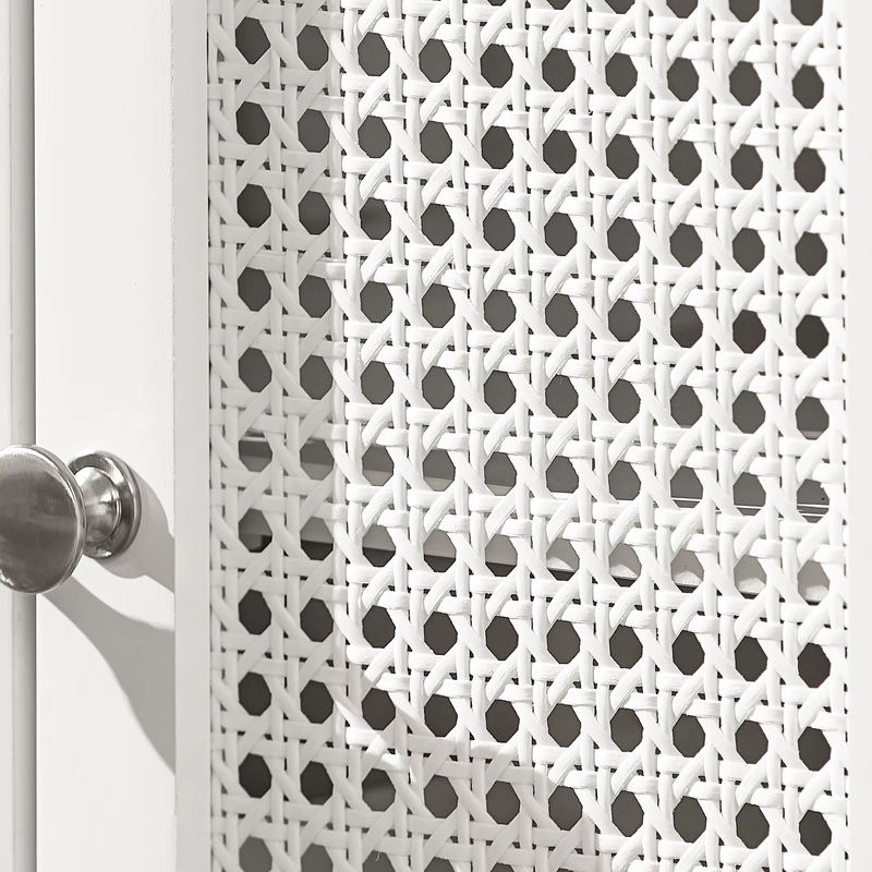 SoBuy Waschbeckenunterschrank BZR35-W mit Gitteroptik-Türen in Weiß, B/T/H: 50 x 33 x 60 cm - Bild 4