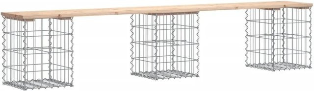 DELUKE Gartenbank Gabionen BIKS aus Stahl und Kiefernholz in Natur, B/H/T: 203 x 42 x 31 cm - Bild 1