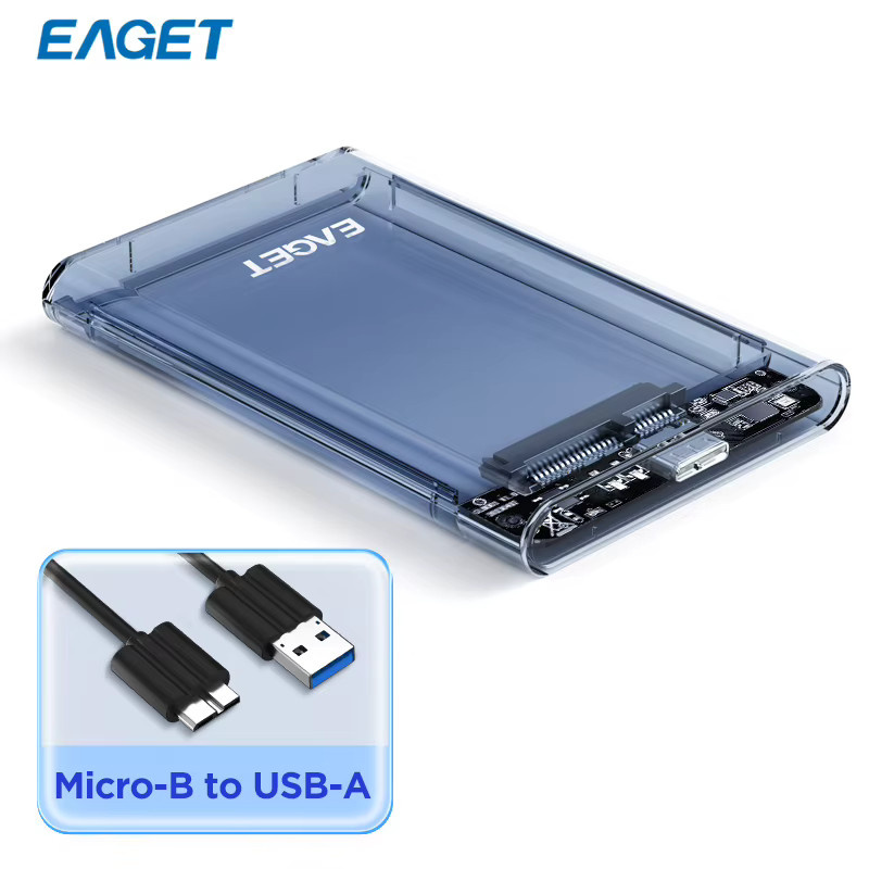 Eaget E15 Externe Festplattenbox für 2,5 Zoll SATA zu USB C 3.2 Gen 1, 5 Gbit/s, Transparent - Bild 2