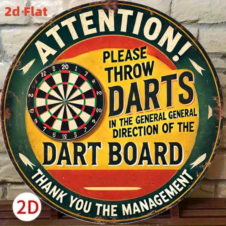 CIFBUY Retro Wandkunst aus Metall Throw Darts in Mehrfarbig, Rundes Vintage-Dekor für dein Spielzimmer, Durchmesser: 20 cm - Bild 2
