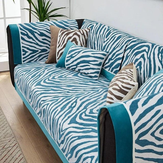Zebra Muster Sofakissenbezug aus Chenille in Schwarz-Weiß mit Streifen, B/H: 70 x 70 cm - Bild 1