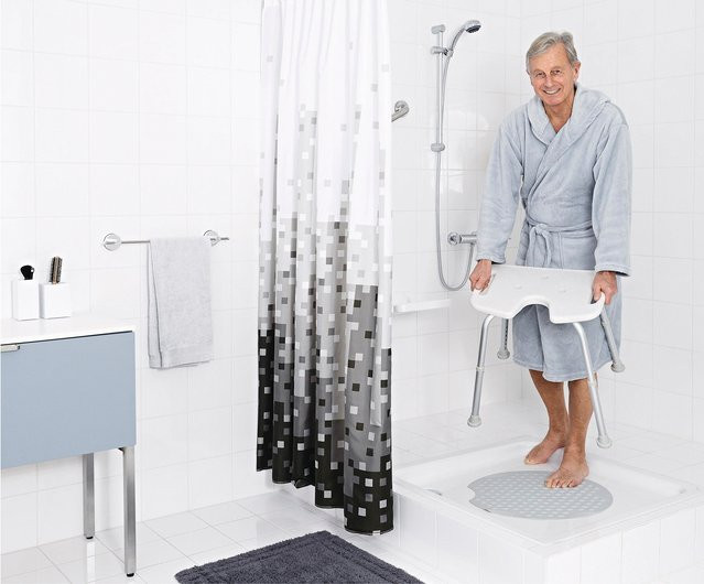 RIDDER Duschhocker und Badewannensitz aus eloxiertem Aluminium mit höhenverstellbaren Beinen und rutschfester Sitzfläche - Bild 1
