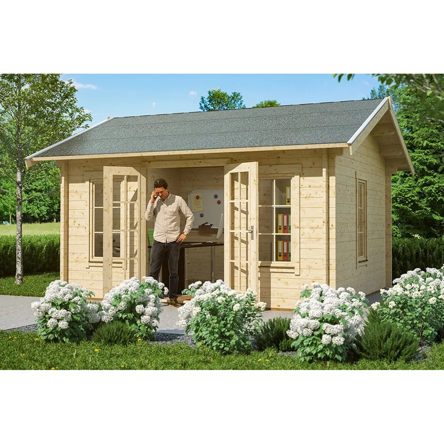 Skan Holz Gartenhaus Lugano 1 in Natur und Beige B/H/T: 500 x 296 x 300 cm - Bild 2