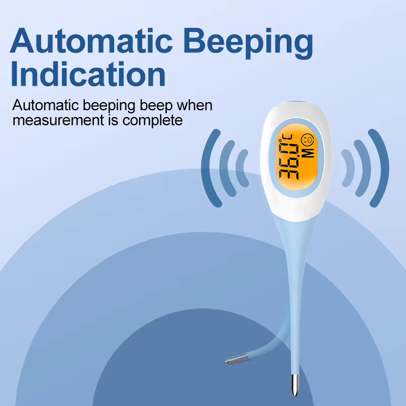 AiQUE Digitales Fieberthermometer mit Hintergrundbeleuchtung und weicher Sonde, wasserdichtes klinisches Temperaturmessgerät für Erwachsene und Babys, Blau - Bild 2