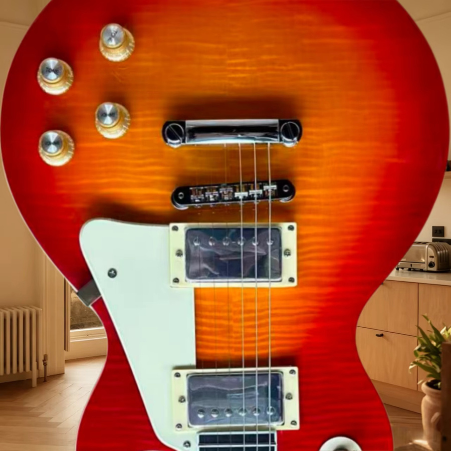 OUCEY E-Gitarre in Kirschrot mit HH-Tonabnehmern und Palisanderhals - Bild 2