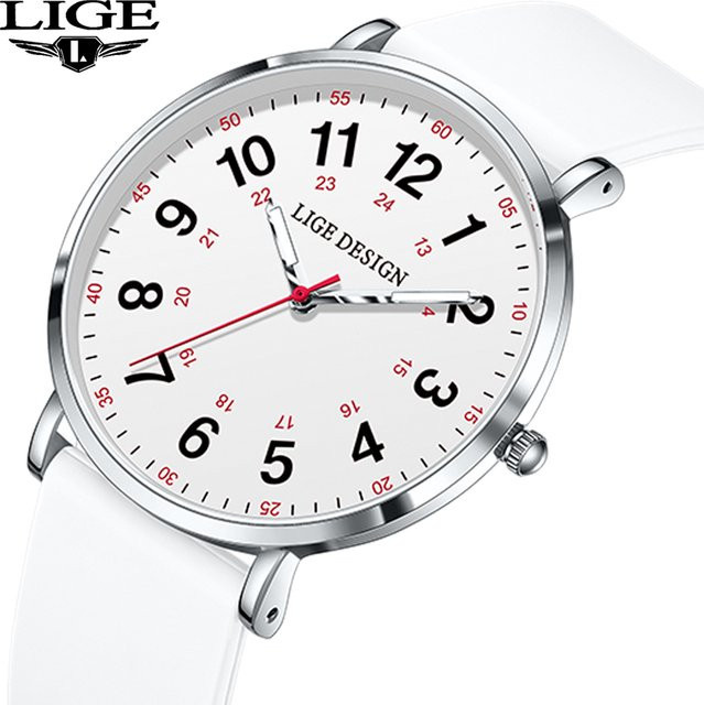 LIGE Armbanduhr, Analoguhr, Silikonarmband, Weiß, Damen - Bild 1
