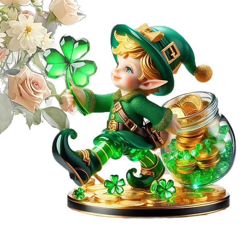 Zwergmann Kleeblatt Zwerg als grüne Heimdekoration und Desktop-Ornament - Bild 5