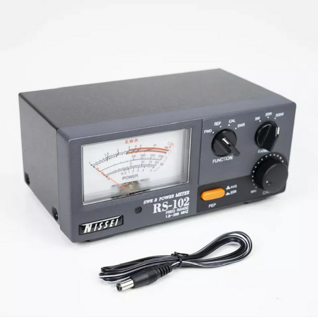NISSEI RS-102 HF/VHF-Zeigermessgerät SWR-Leistungsmesser 1,8–200 MHz 200 W in Schwarz mit LED-Hintergrundbeleuchtung - Bild 1