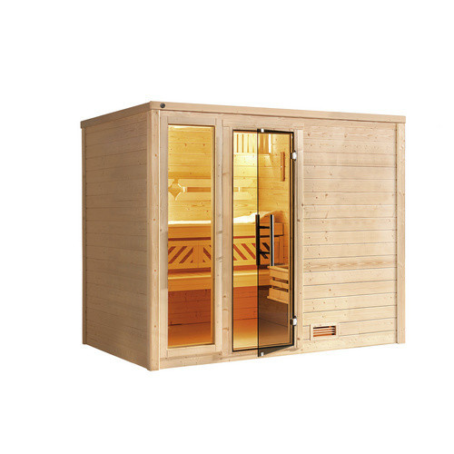WEKA Massivholzsauna Bergen 4 aus Fichtenholz in Braun mit Sicherheitsglas, B/H/T: 245,5 x 205 x 195 cm - Bild 2
