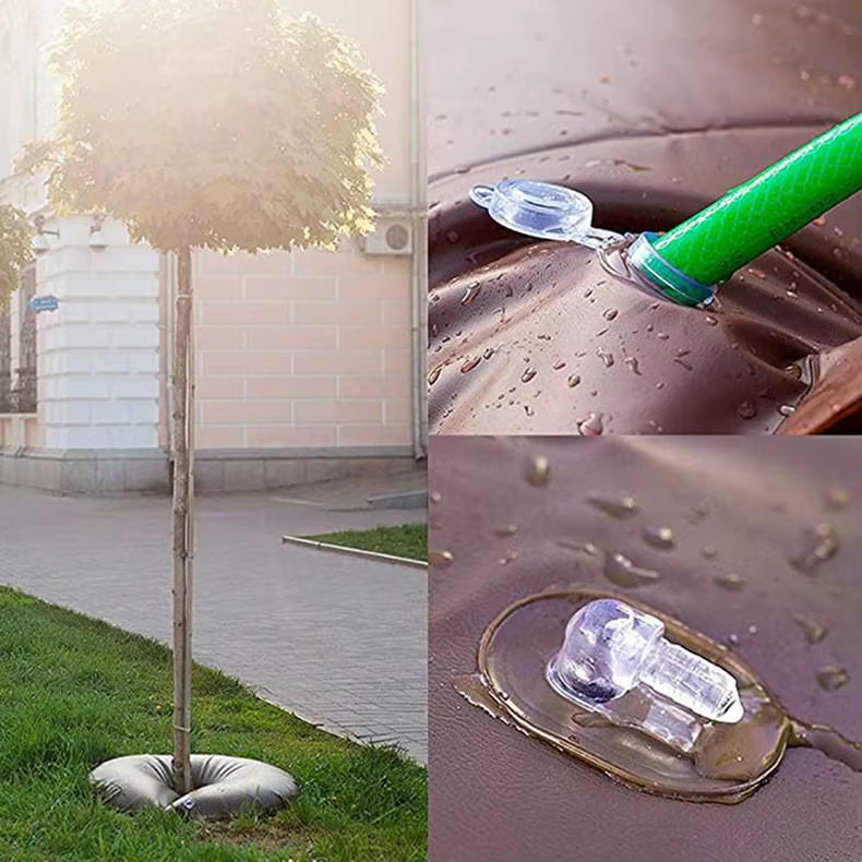 Baumbewässerungsring aus strapazierfähigem PVC als langsam freisetzender Tropfbewässerungsbeutel für Setzlinge im Garten in Grün und Braun - Bild 3