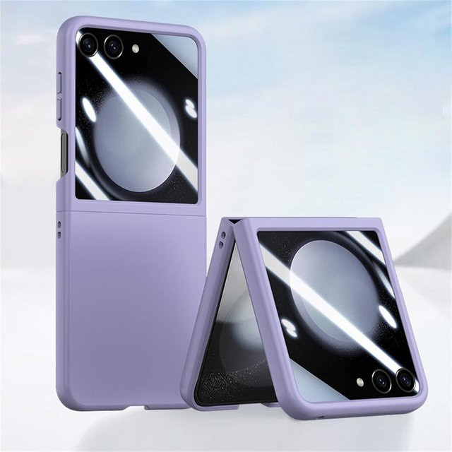 Samsung Galaxy Z Flip 6 und Z Flip 5 Hülle mit Displayschutz, Ultra Schlank, Matt, Stoßfest, Farbe: Purple - Bild 1