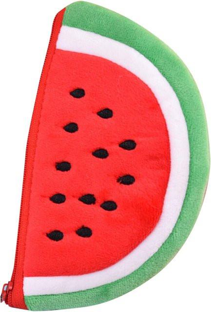 KONNWEI Wassermelonen-Münzbeutel aus weichem Plüsch in Grün und Rot für Lippenstifte, Ohrhörer oder Ladekabel - Bild 1