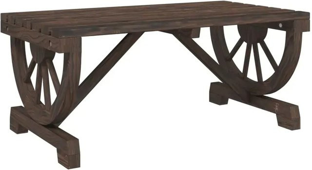 vidaXL Garten-Couchtisch aus Tannen-Massivholz in Braun im Wagenrad-Look, B/T/H: 90 x 50 x 40 cm - Bild 1