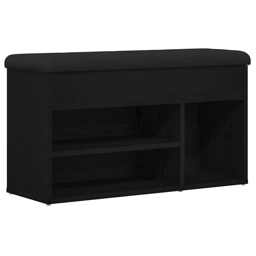 vidaXL Schuhbank mit Regal in Schwarz aus Holzwerkstoff, B/T/H: 80 x 30 x 45 cm - Bild 2