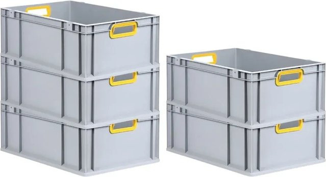 PROREGAL Spar Set 5x Eurobox Nextgen Color Transportboxen mit verstärktem Boden, Farbe: Gelb-grau, H x B x T: 22 x 40 x 60 cm, 44 Liter - Bild 1