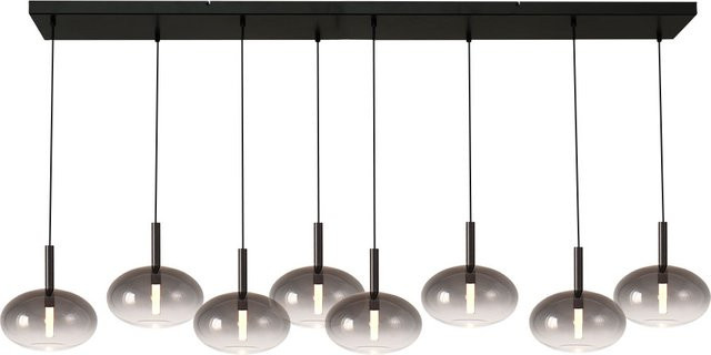 Masterlight Lido LED-Pendelleuchte 8-flammig in Schwarz mit ovalen Glas-Elementen in Rauchglas-Optik - Bild 1