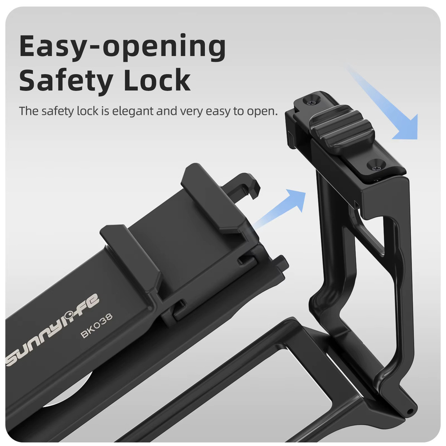 DJI Action Kamera Quick Release Halterung und Schutzrahmen mit Handgriff für Action 5 Pro, Action 4 und Action 3 in Schwarz - Bild 3